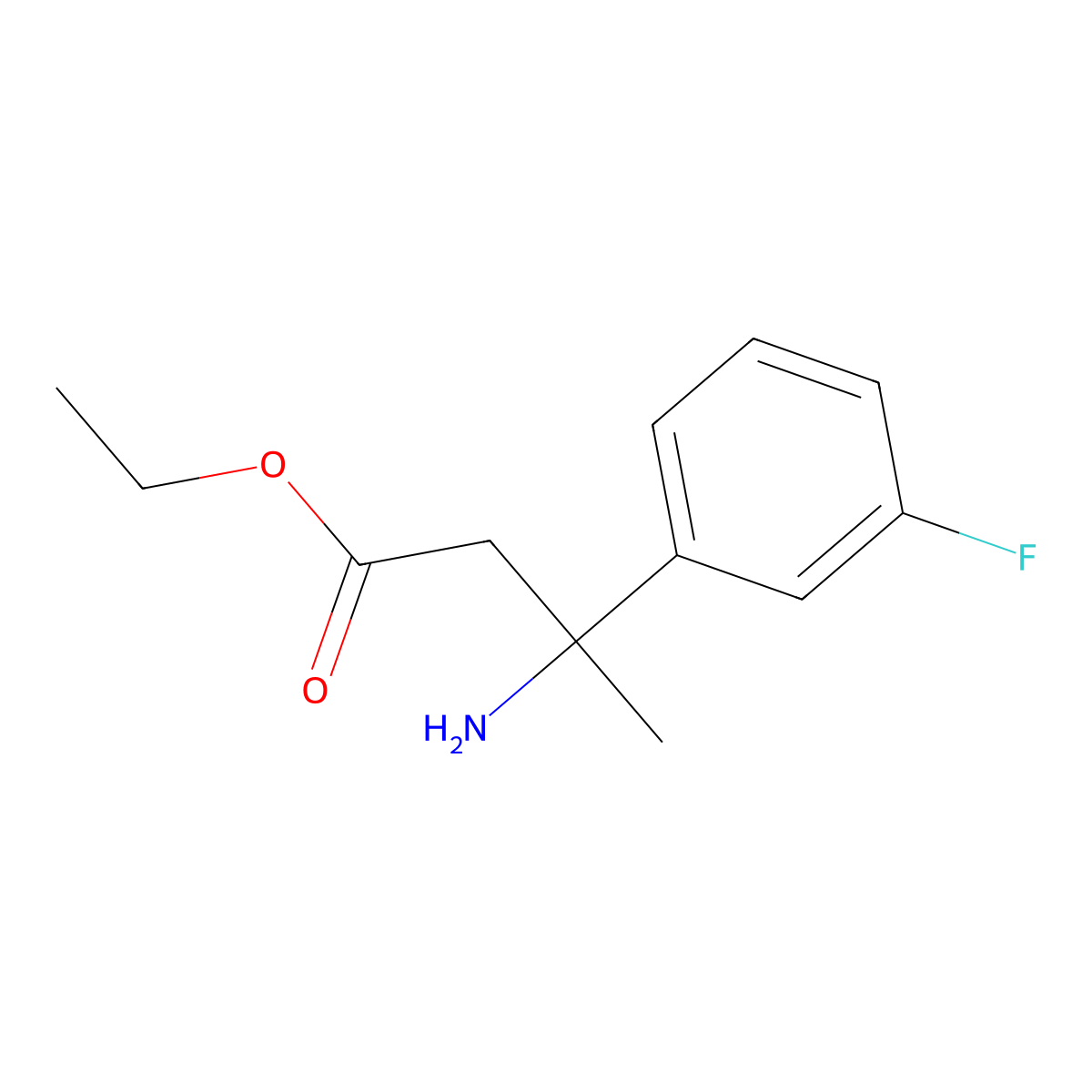Ethyl 3-amino-3-(3-fluorophenyl)butanoate molecular structure, CAS 1504858-84-7