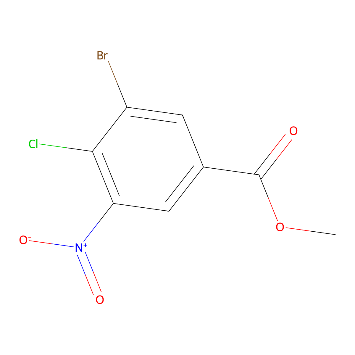 Methyl 3-bromo-4-chloro-5-nitrobenzoate molecular structure, CAS 1504888-15-6