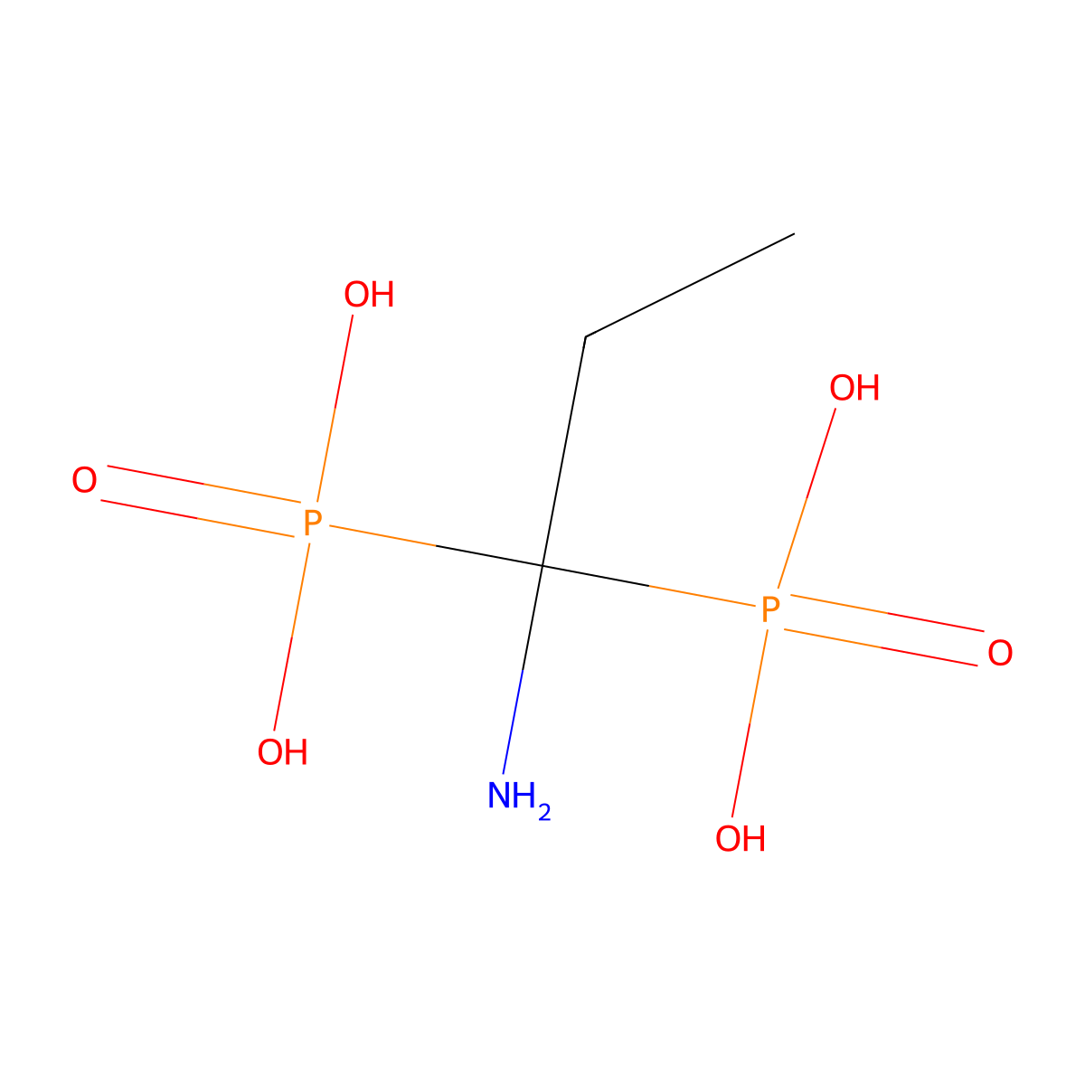 P,P'-(1-Aminopropylidene)bis(phosphonic acid) molecular structure, CAS 15049-86-2