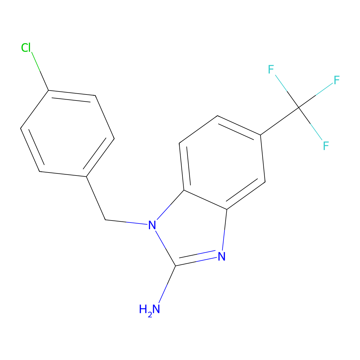 2-Amino-1-(4-chlorobenzyl)-5-trifluoromethylbenzimidazole molecular structure, CAS 150493-34-8