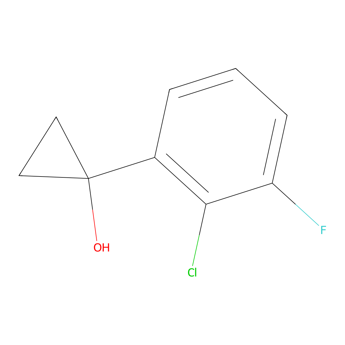 1-(2-Chloro-3-fluorophenyl)cyclopropan-1-ol molecular structure, CAS 1504931-98-9