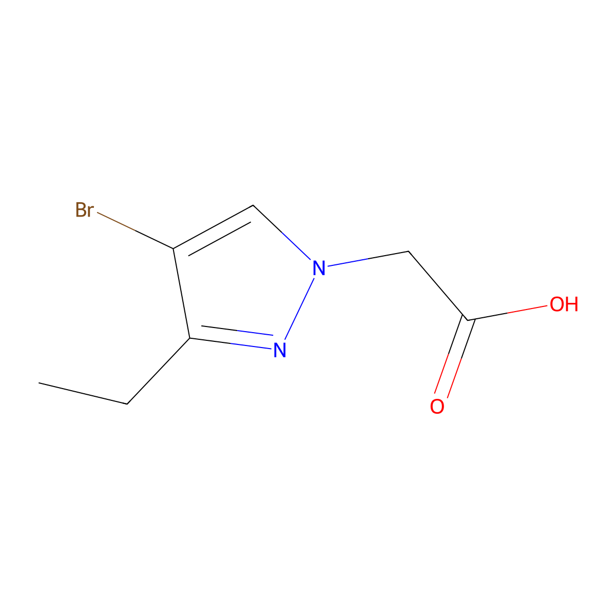 (4-bromo-3-ethyl-1H-pyrazol-1-yl)acetic acid molecular structure, CAS 1504940-55-9