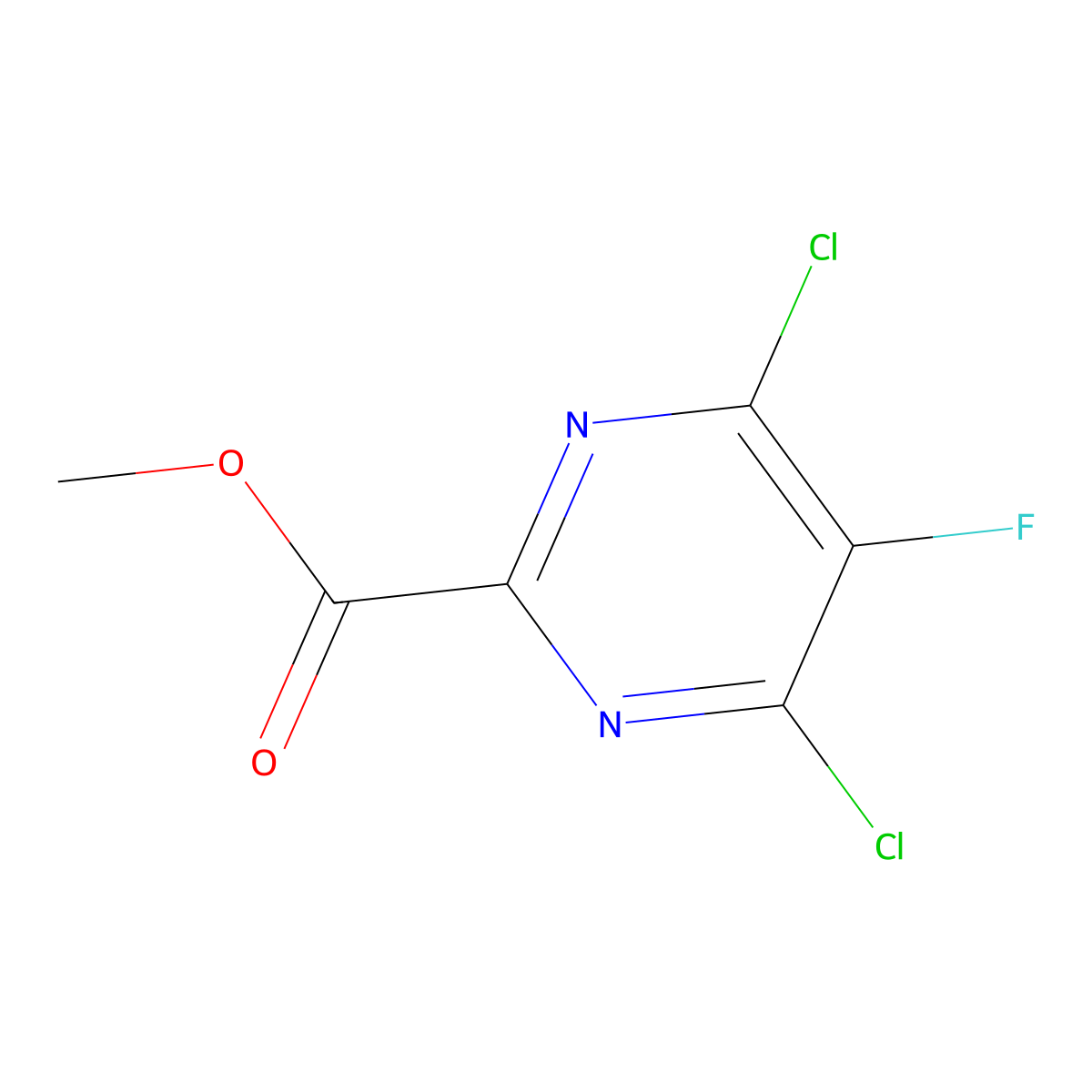 Methyl 4,6-dichloro-5-fluoropyrimidine-2-carboxylate molecular structure, CAS 1504981-94-5