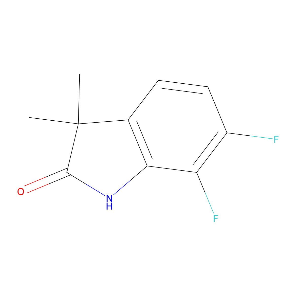 6,7-difluoro-3,3-dimethyl-2,3-dihydro-1H-indol-2-one molecular structure, CAS 1504990-25-3