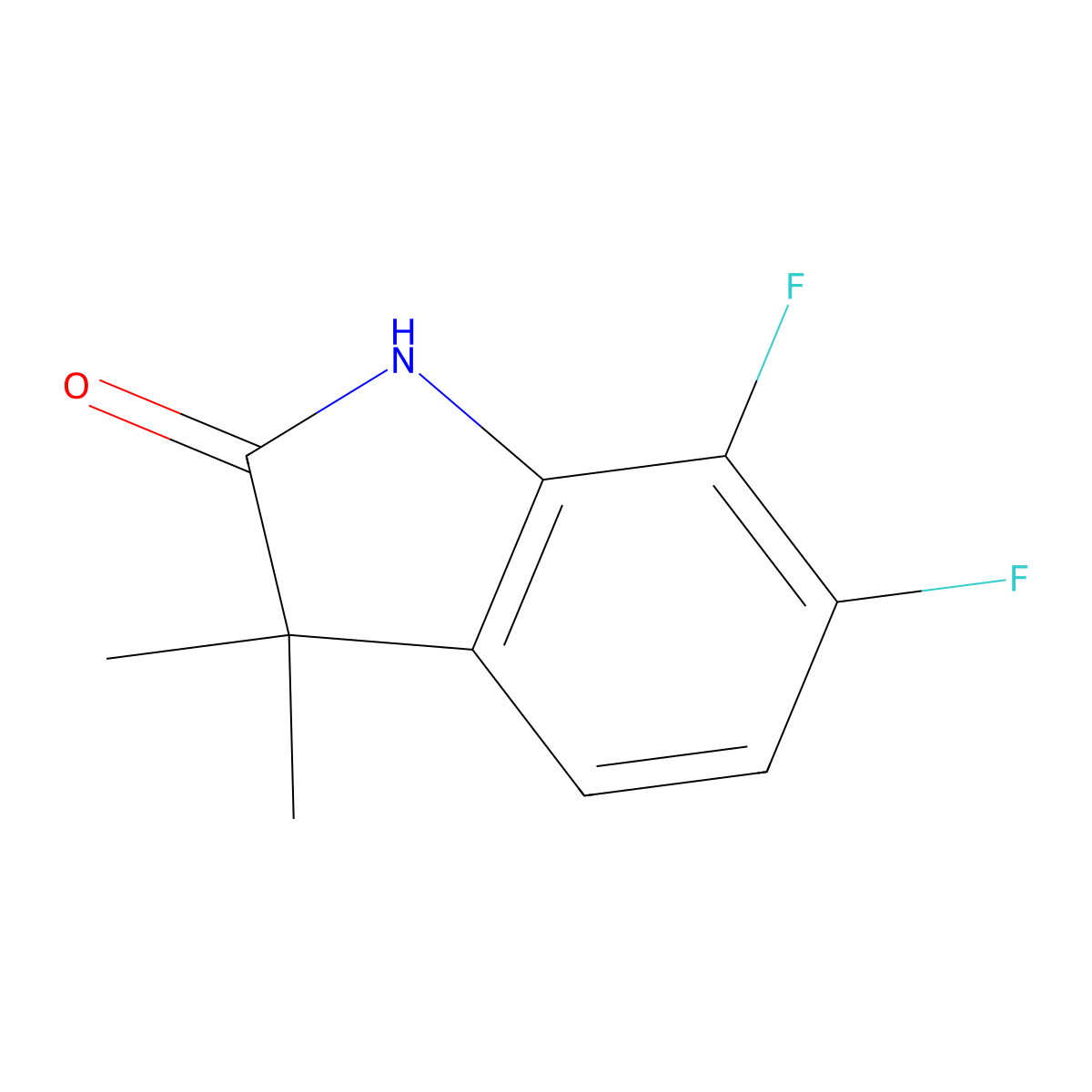 6,7-difluoro-3,3-dimethyl-2,3-dihydro-1H-indol-2-one molecular structure, CAS 1504990-25-3