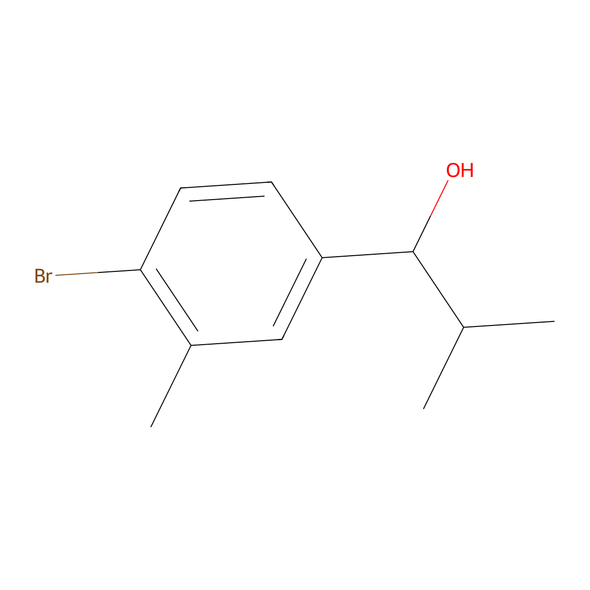 1-(4-Bromo-3-methylphenyl)-2-methylpropan-1-ol molecular structure, CAS 1504991-36-9