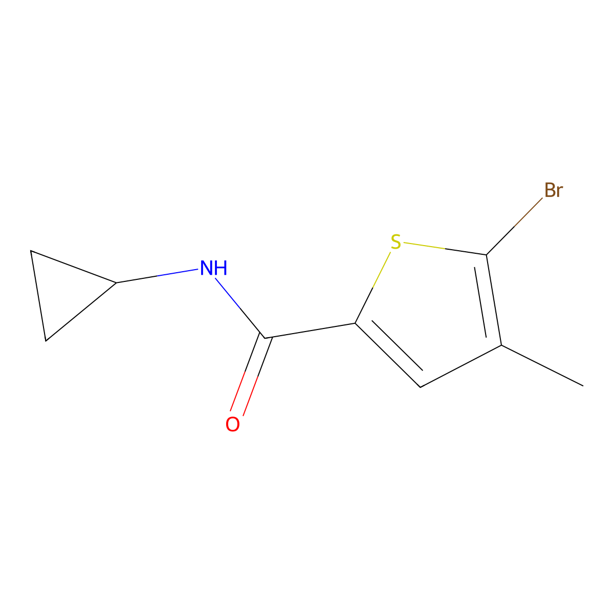 5-bromo-N-cyclopropyl-4-methylthiophene-2-carboxamide molecular structure, CAS 1504999-08-9