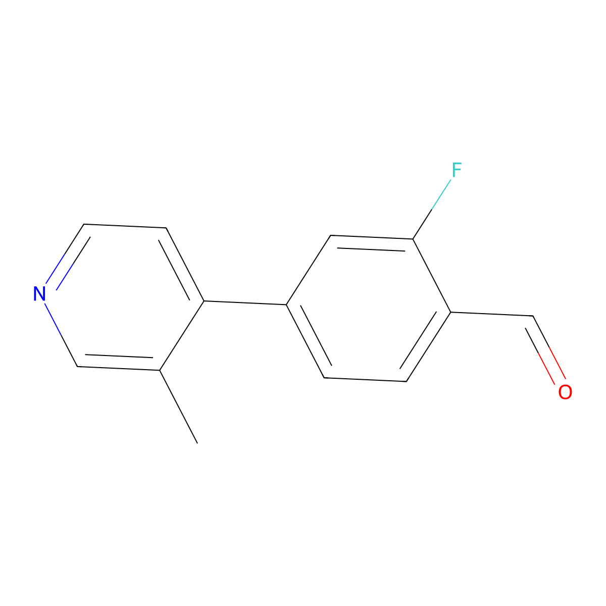 2-Fluoro-4-(3-methylpyridin-4-yl)benzaldehyde molecular structure, CAS 1505008-73-0