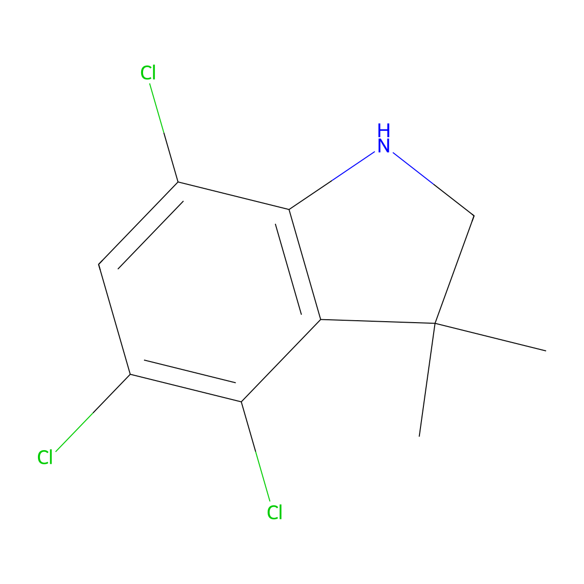 4,5,7-Trichloro-3,3-dimethyl-2,3-dihydro-1H-indole molecular structure, CAS 1505015-98-4