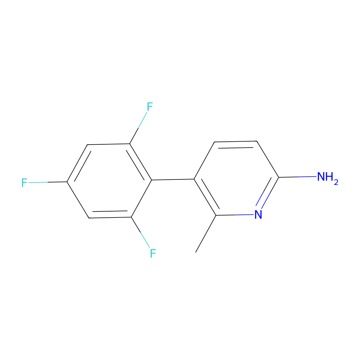 6-Methyl-5-(2,4,6-trifluorophenyl)-2-pyridinamine molecular structure, CAS 1505017-30-0