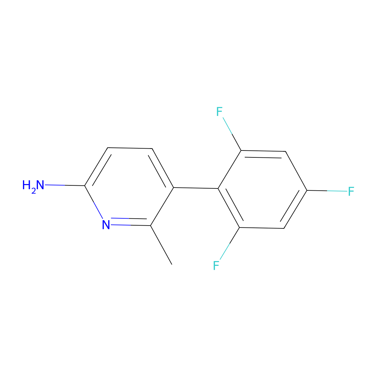 6-Methyl-5-(2,4,6-trifluorophenyl)-2-pyridinamine molecular structure, CAS 1505017-30-0