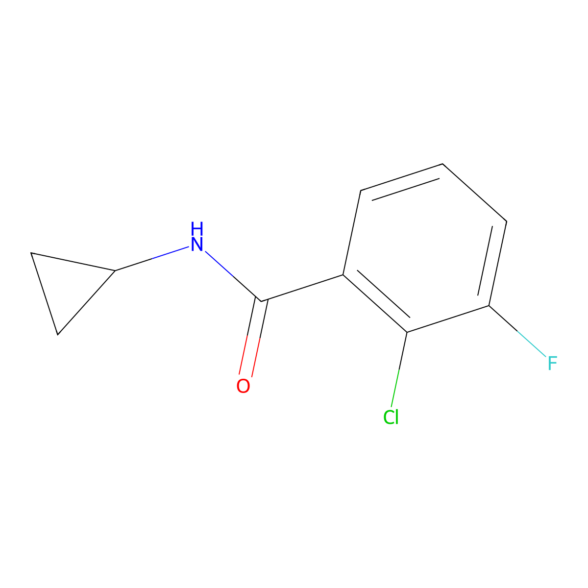 2-chloro-N-cyclopropyl-3-fluorobenzamide molecular structure, CAS 1505017-95-7