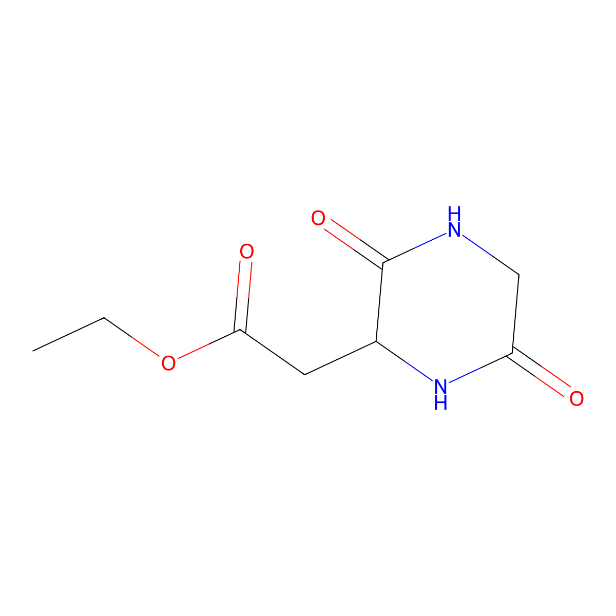 Ethyl 2-(3,6-dioxopiperazin-2-yl)acetate molecular structure, CAS 150502-31-1