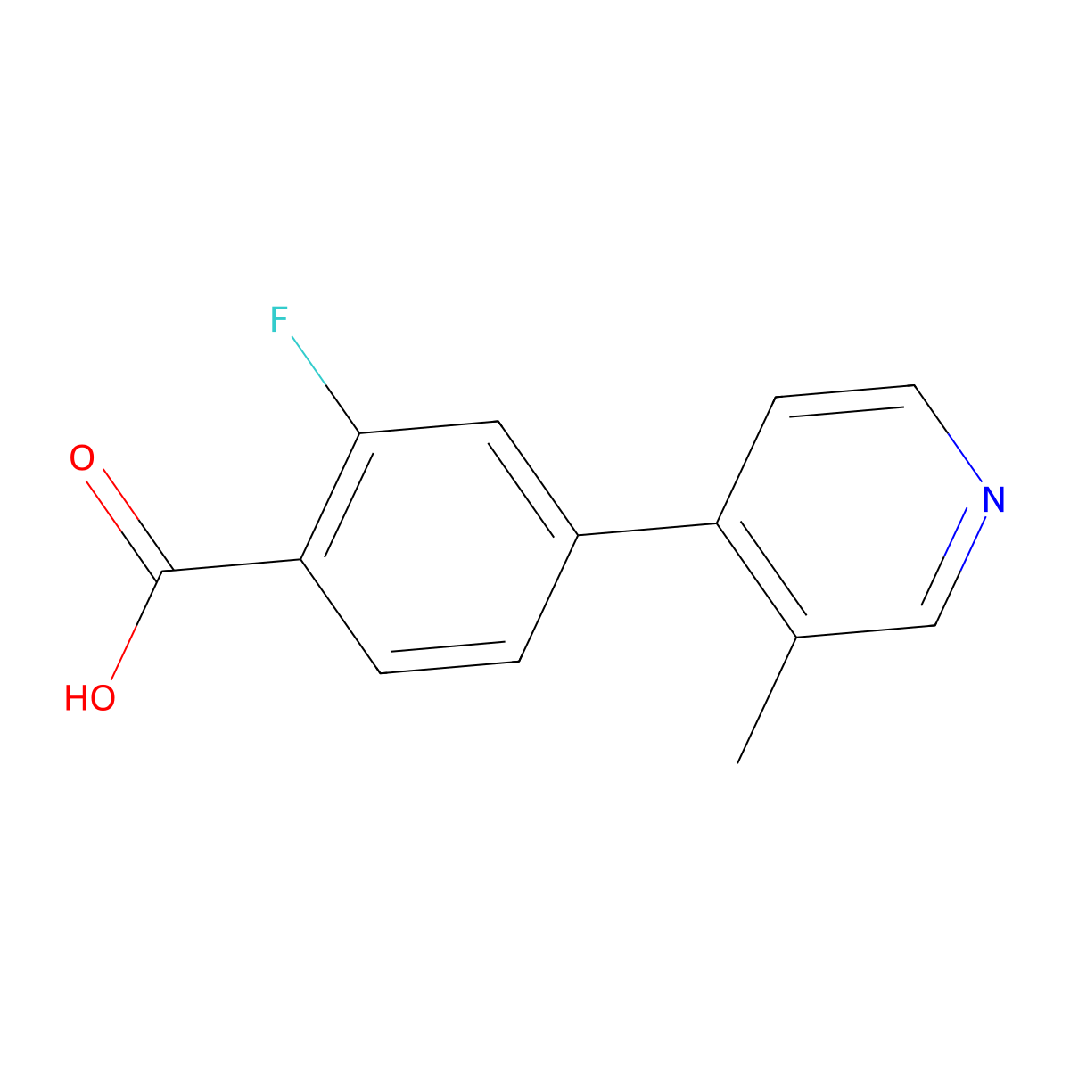 2-Fluoro-4-(3-methyl-4-pyridinyl)benzoic acid molecular structure, CAS 1505044-68-7