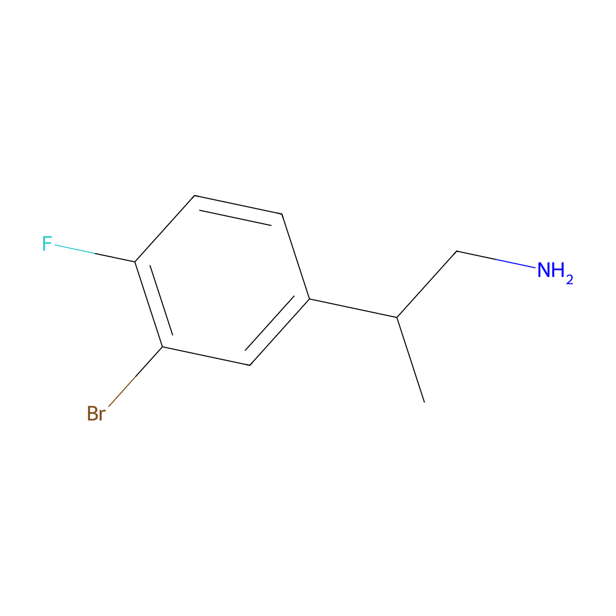 2-(3-Bromo-4-fluorophenyl)propan-1-amine molecular structure, CAS 1505046-09-2