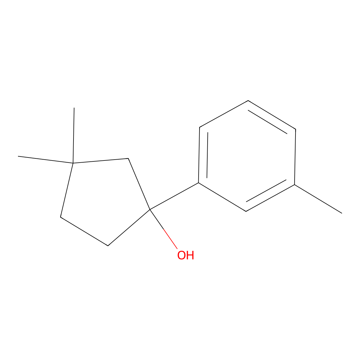 3,3-Dimethyl-1-(3-methylphenyl)cyclopentan-1-OL molecular structure, CAS 1505053-60-0