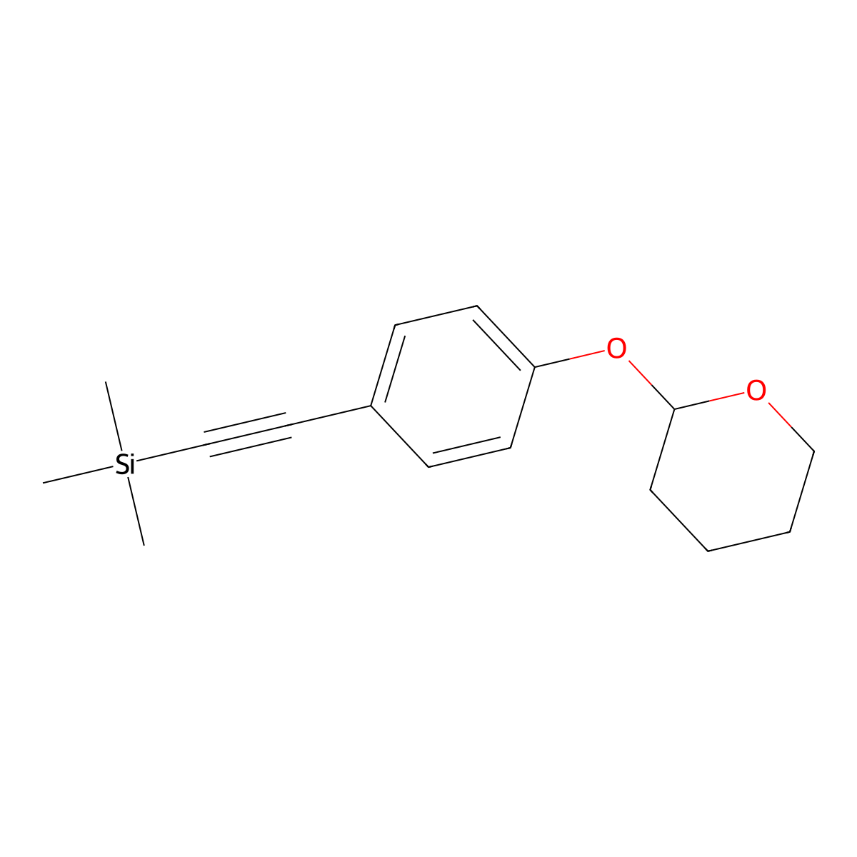 Silane, trimethyl[[4-[(tetrahydro-2H-pyran-2-yl)oxy]phenyl]ethynyl]- molecular structure, CAS 150508-72-8