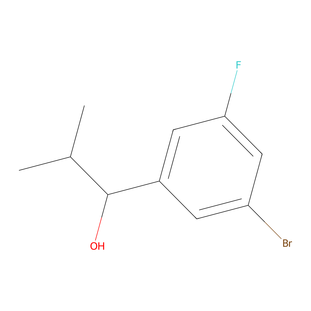 1-(3-Bromo-5-fluorophenyl)-2-methylpropan-1-ol molecular structure, CAS 1505099-59-1