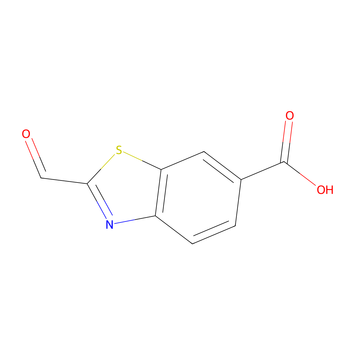2-Formyl-1,3-benzothiazole-6-carboxylic acid molecular structure, CAS 1505105-77-0