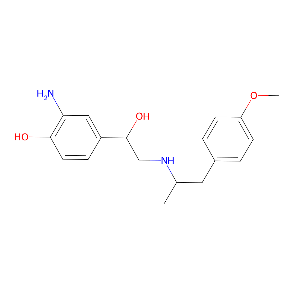 1-(3-Amino-4-hydroxyphenyl)-2-((2-(4-methoxyphenyl)-1-methylethyl)amino)ethanol molecular structure, CAS 150513-24-9