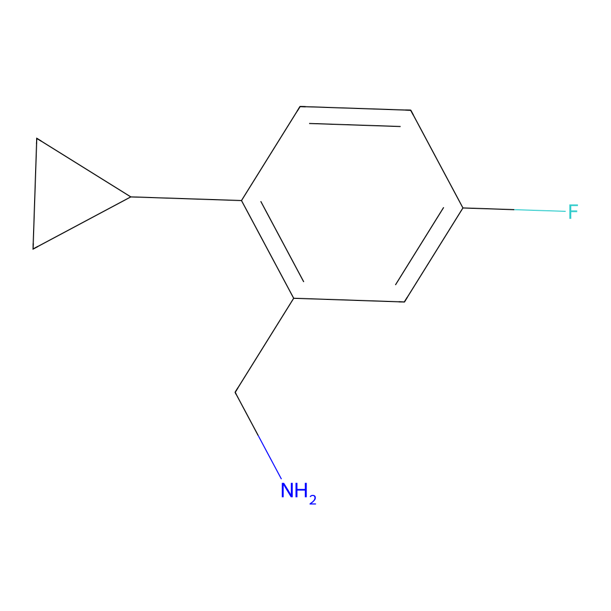 (2-Cyclopropyl-5-fluorophenyl)methanamine molecular structure, CAS 1505136-97-9