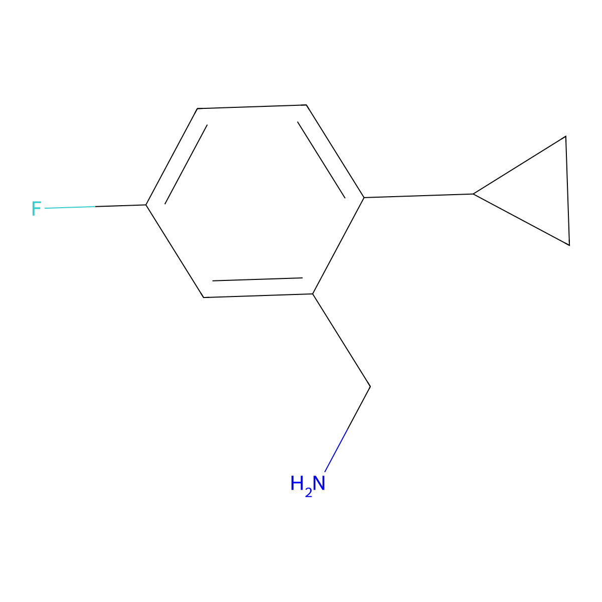 (2-Cyclopropyl-5-fluorophenyl)methanamine molecular structure, CAS 1505136-97-9