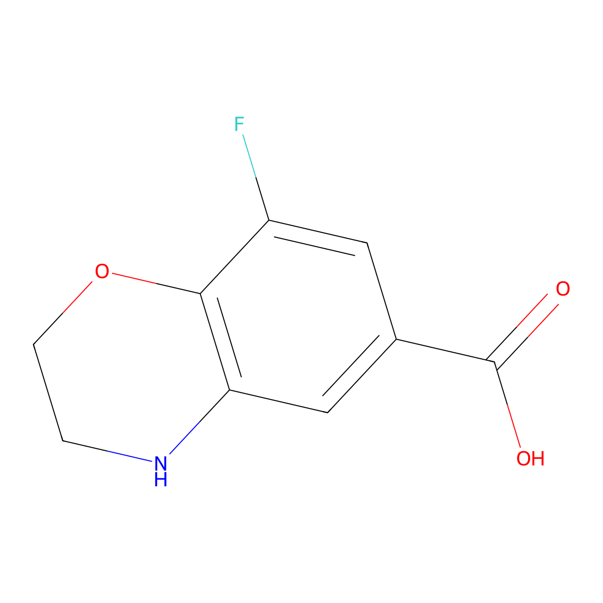 8-fluoro-3,4-dihydro-2H-1,4-benzoxazine-6-carboxylic acid molecular structure, CAS 1505149-04-1