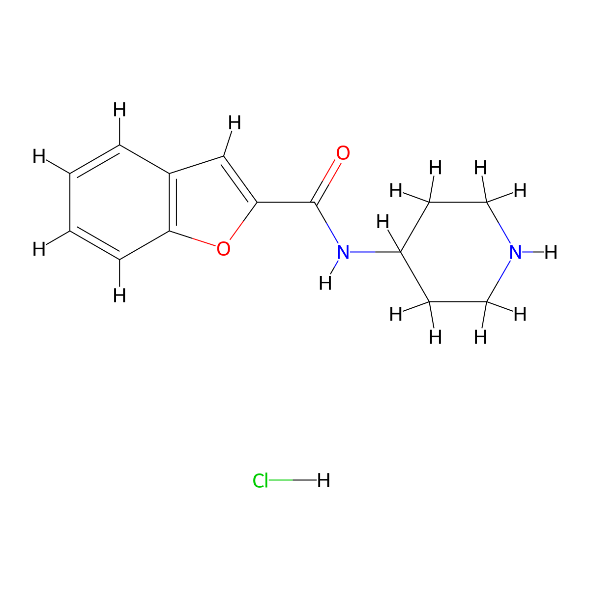 N-(piperidin-4-yl)-1-benzofuran-2-carboxamide hydrochloride molecular structure, CAS 150515-80-3