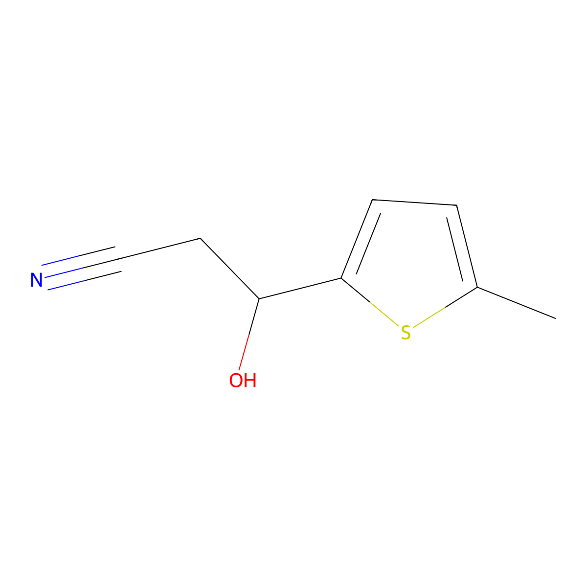 3-Hydroxy-3-(5-methylthiophen-2-yl)propanenitrile molecular structure, CAS 1505158-64-4