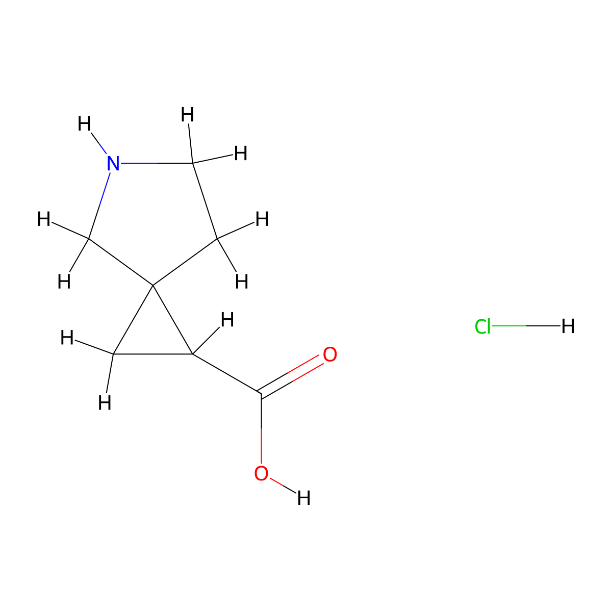 5-Azaspiro[2.4]heptane-1-carboxylic acid hydrochloride molecular structure, CAS 150516-39-5