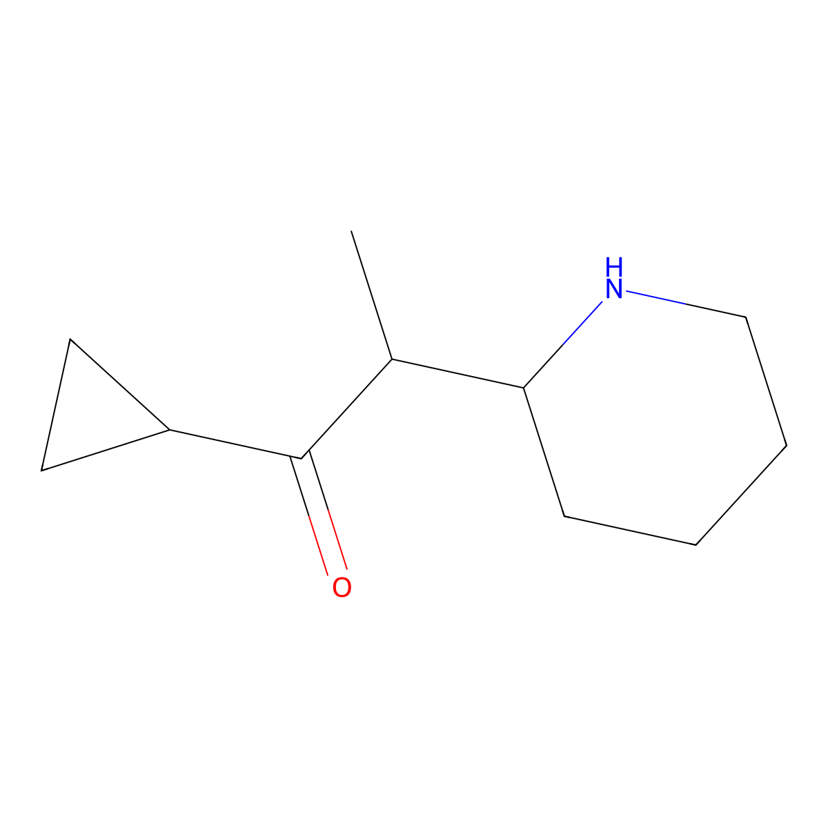 1-Cyclopropyl-2-(piperidin-2-yl)propan-1-one molecular structure, CAS 1505162-94-6