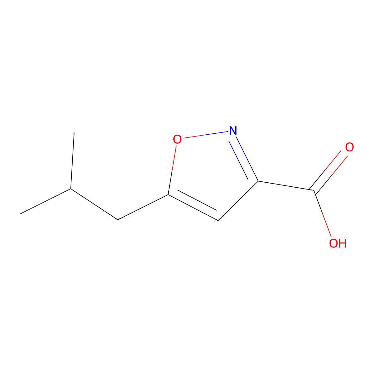 5-(2-Methylpropyl)-1,2-oxazole-3-carboxylic acid molecular structure, CAS 150517-80-9
