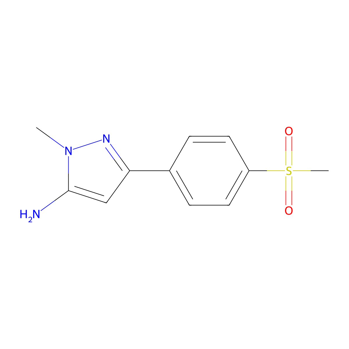 3-(4-methanesulfonylphenyl)-1-methyl-1H-pyrazol-5-amine molecular structure, CAS 1505175-86-9