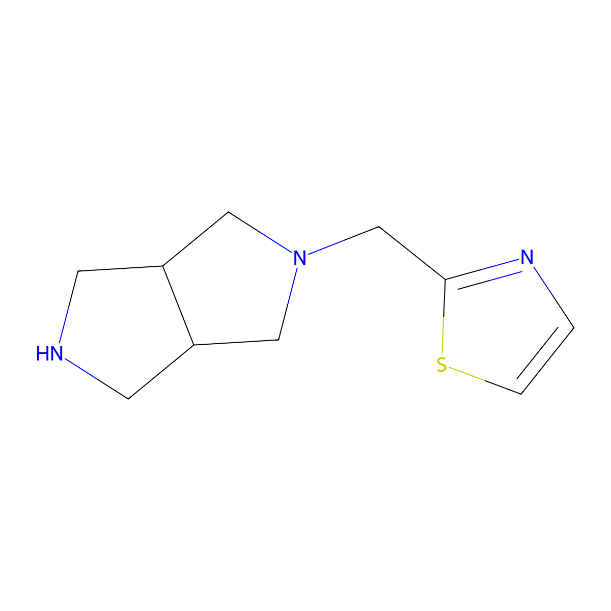 2-((Hexahydropyrrolo[3,4-c]pyrrol-2(1H)-yl)methyl)thiazole molecular structure, CAS 1505180-73-3