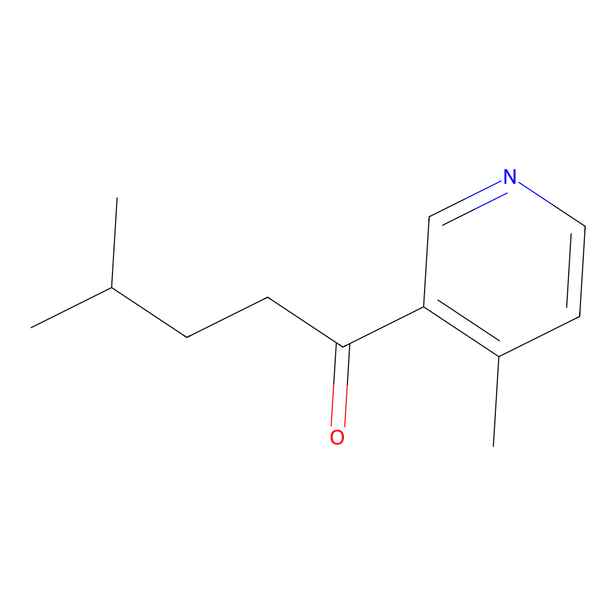 4-Methyl-1-(4-methylpyridin-3-yl)pentan-1-one molecular structure, CAS 1505184-36-0