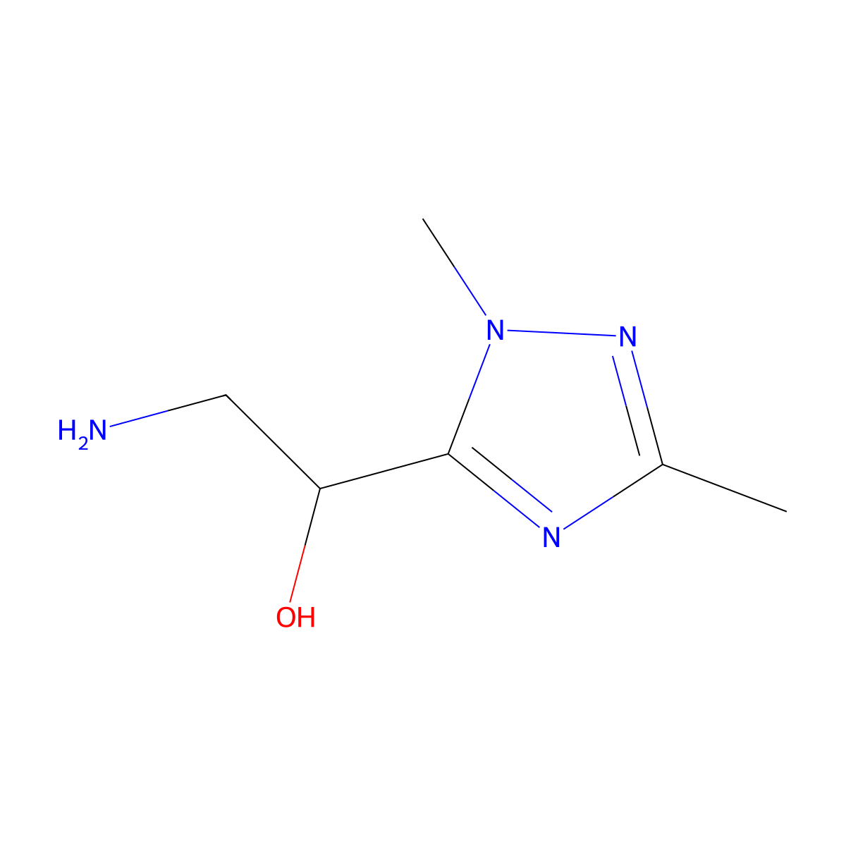 2-amino-1-(dimethyl-1H-1,2,4-triazol-5-yl)ethan-1-ol molecular structure, CAS 1505186-82-2