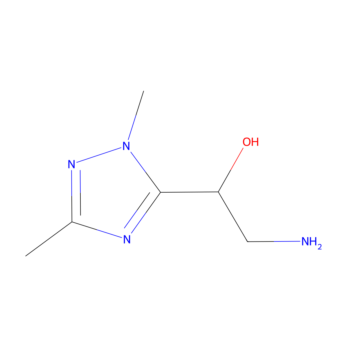 2-amino-1-(dimethyl-1H-1,2,4-triazol-5-yl)ethan-1-ol molecular structure, CAS 1505186-82-2