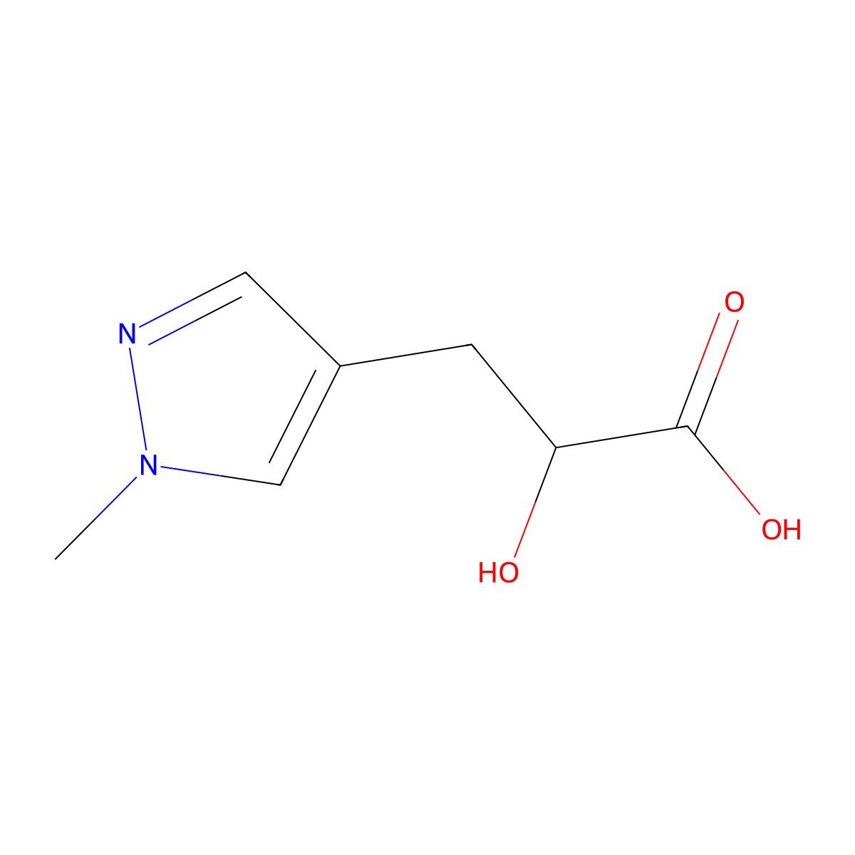 2-hydroxy-3-(1-methyl-1H-pyrazol-4-yl)propanoic acid molecular structure, CAS 1505192-81-3