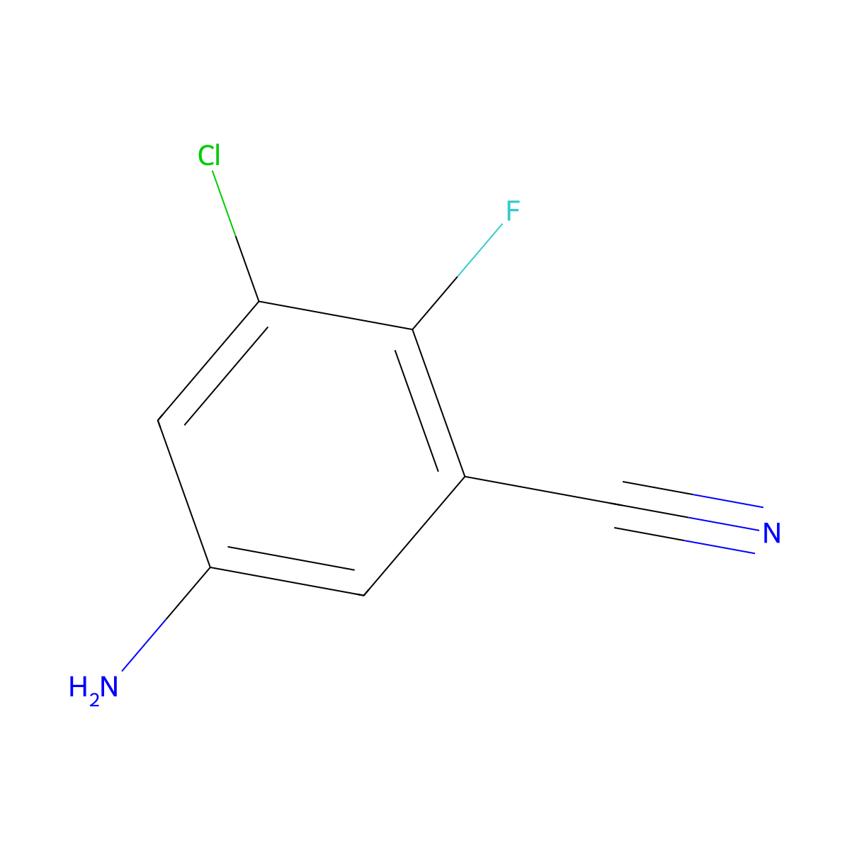 5-Amino-3-chloro-2-fluorobenzonitrile molecular structure, CAS 1505196-65-5