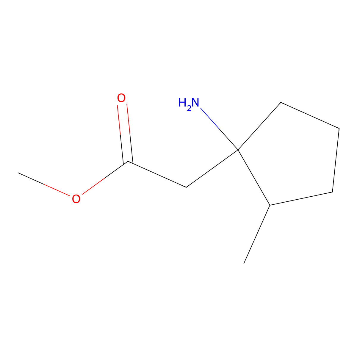 Methyl 2-(1-amino-2-methylcyclopentyl)acetate molecular structure, CAS 1505197-24-9
