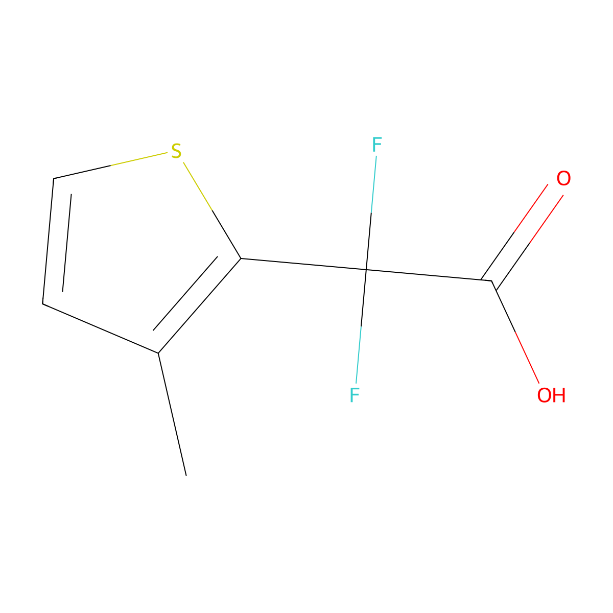 2,2-Difluoro-2-(3-methylthiophen-2-yl)acetic acid molecular structure, CAS 1505210-32-1