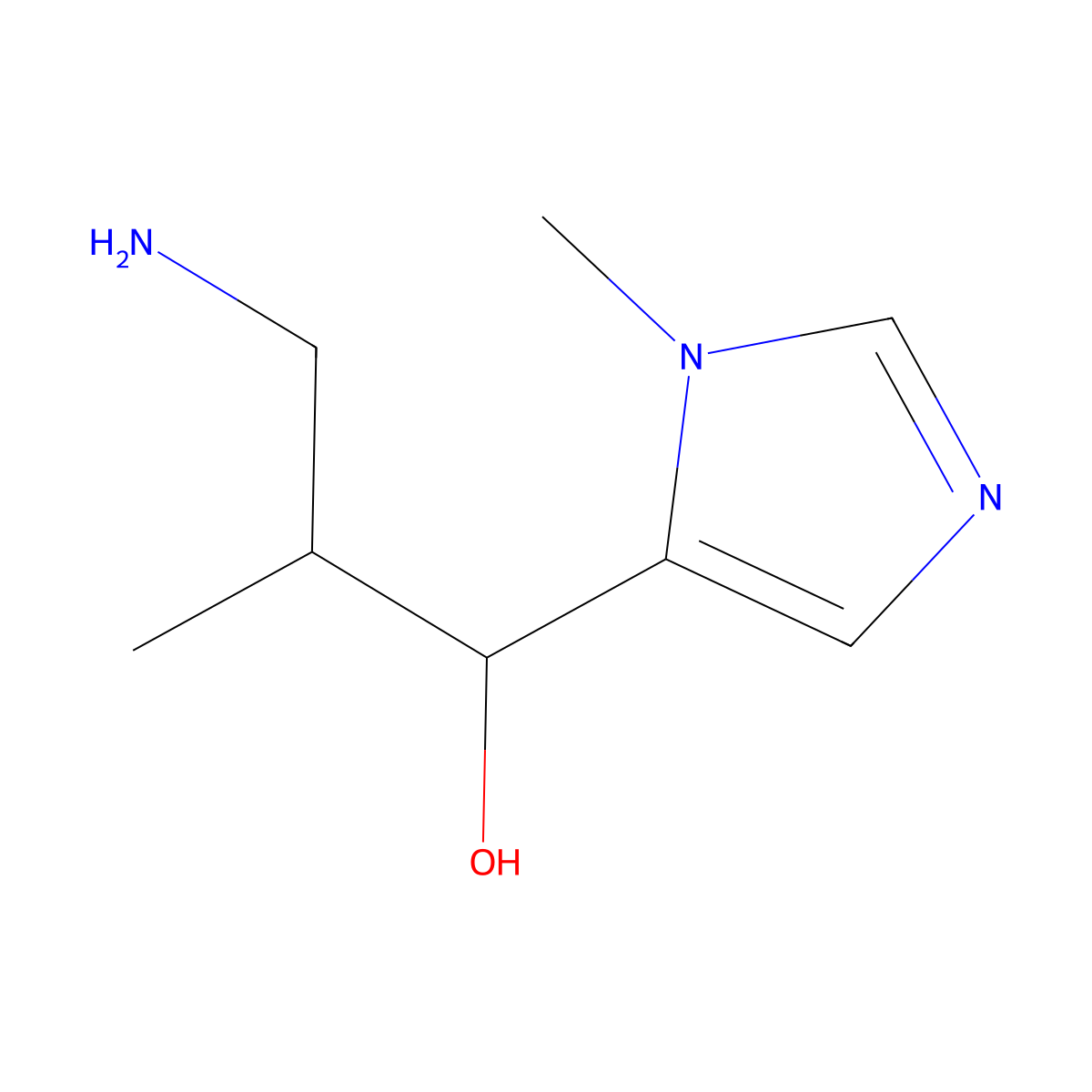 3-amino-2-methyl-1-(1-methyl-1H-imidazol-5-yl)propan-1-ol molecular structure, CAS 1505224-30-5