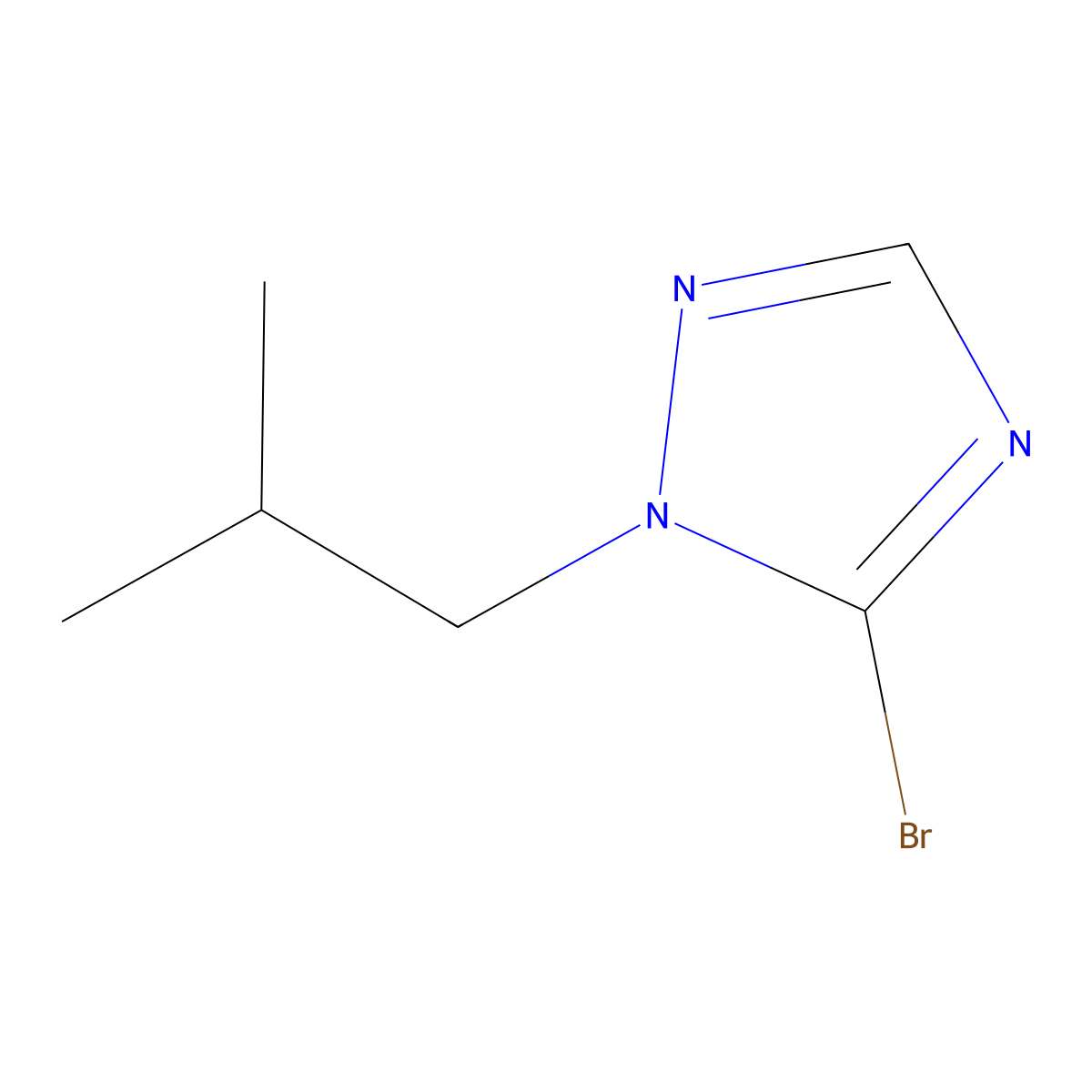 5-bromo-1-(2-methylpropyl)-1H-1,2,4-triazole molecular structure, CAS 1505238-82-3