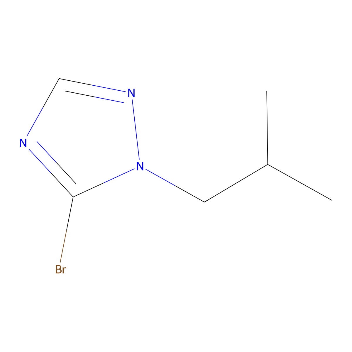 5-bromo-1-(2-methylpropyl)-1H-1,2,4-triazole molecular structure, CAS 1505238-82-3