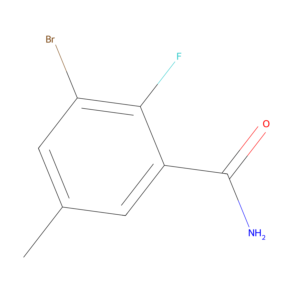 3-Bromo-2-fluoro-5-methylbenzamide molecular structure, CAS 1505238-87-8