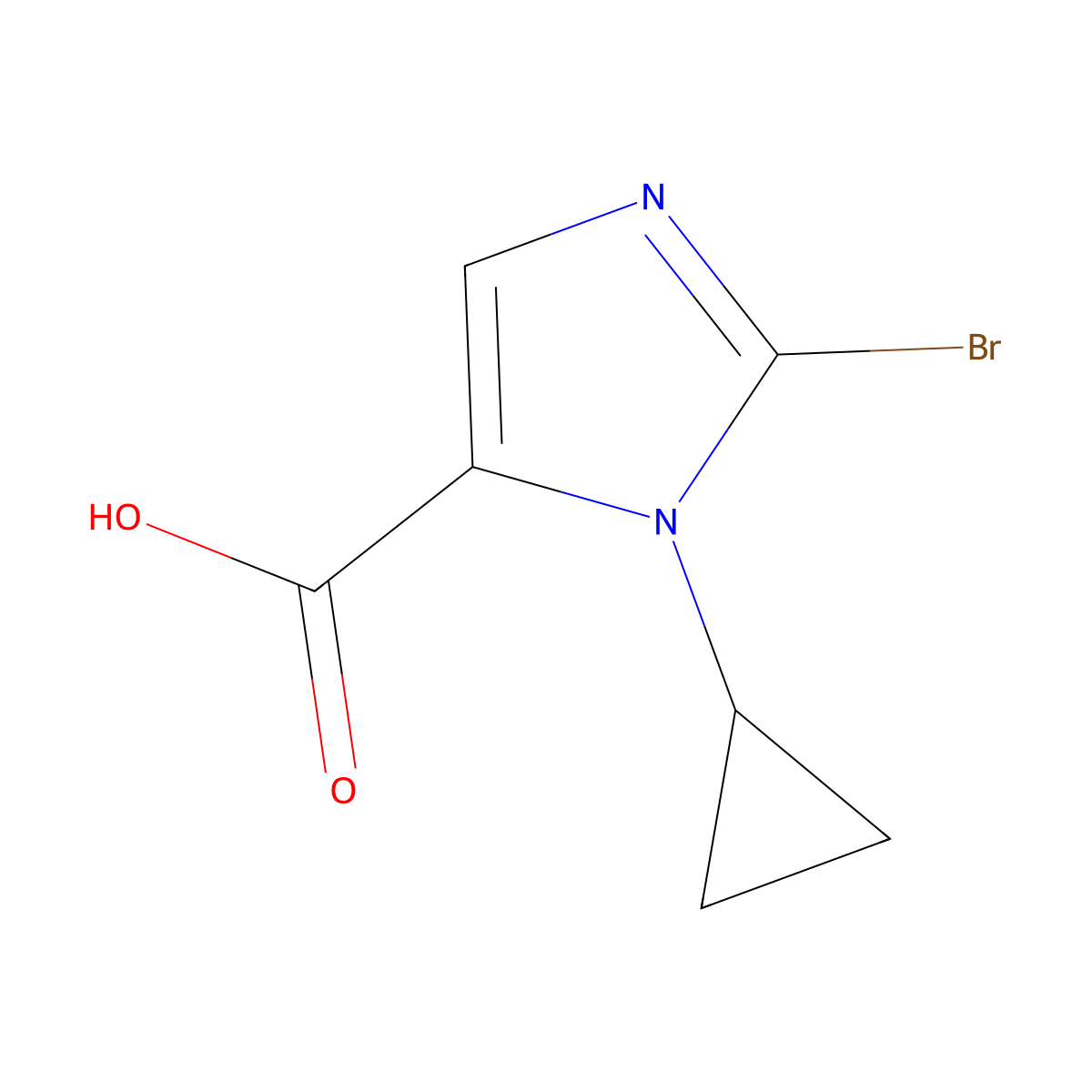 2-bromo-1-cyclopropyl-1H-imidazole-5-carboxylic acid molecular structure, CAS 1505241-57-5