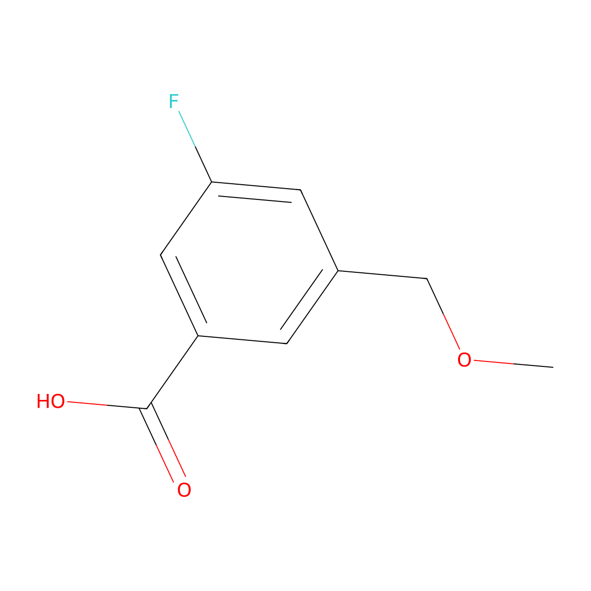 3-Fluoro-5-(methoxymethyl)benzoic acid molecular structure, CAS 1505243-31-1