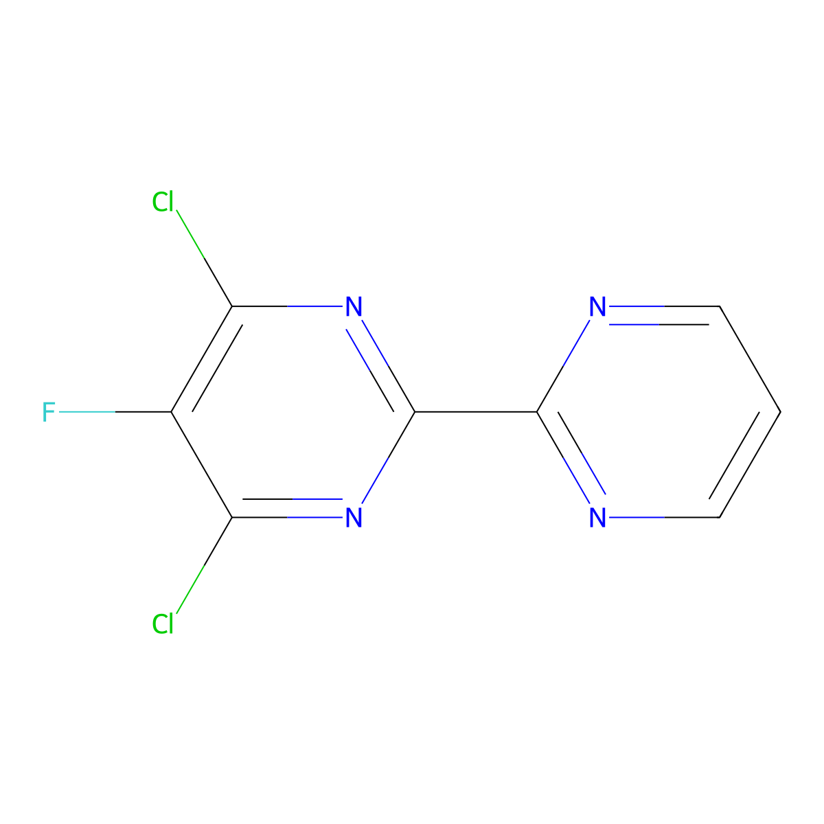 4,6-Dichloro-5-fluoro-2-(pyrimidin-2-yl)pyrimidine molecular structure, CAS 1505243-41-3