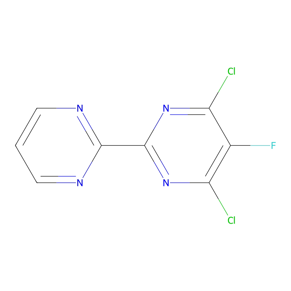 4,6-Dichloro-5-fluoro-2-(pyrimidin-2-yl)pyrimidine molecular structure, CAS 1505243-41-3
