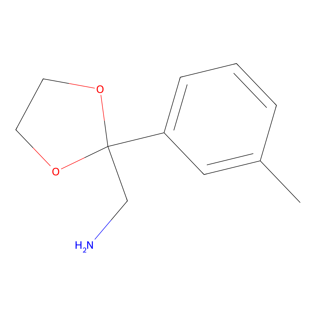 1-[2-(3-Methylphenyl)-1,3-dioxolan-2-yl]methanamine molecular structure, CAS 1505247-38-0